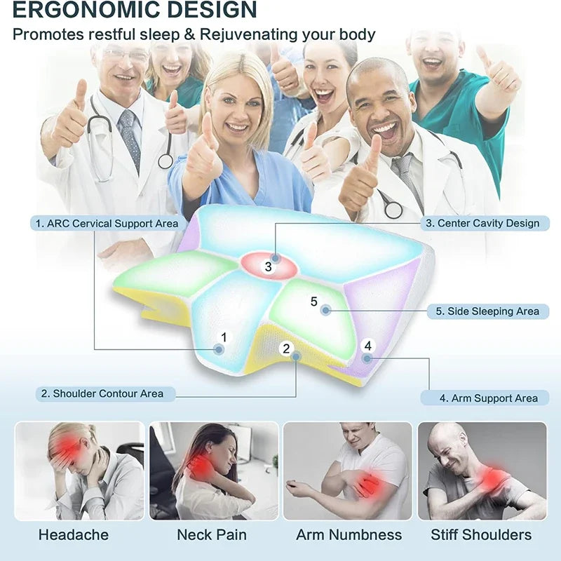 2-in-1 Memory Foam Cervical Pillow – Ergonomic Contour Orthopedic Neck Pillow for Pain Relief & Support