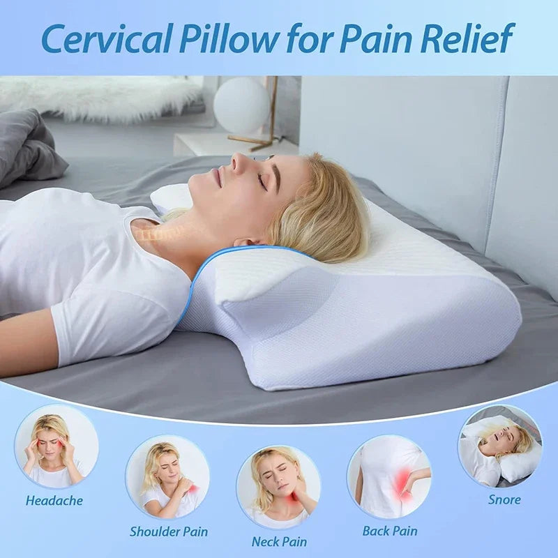 2-in-1 Memory Foam Cervical Pillow – Ergonomic Contour Orthopedic Neck Pillow for Pain Relief & Support