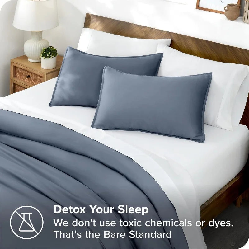 3pcs Lyocell Bamboo Fiber Duvet Cover Set – Luxury Silky Cooling Summer Bedding (No Sheet) Single Quilt Cover + Pillowcases