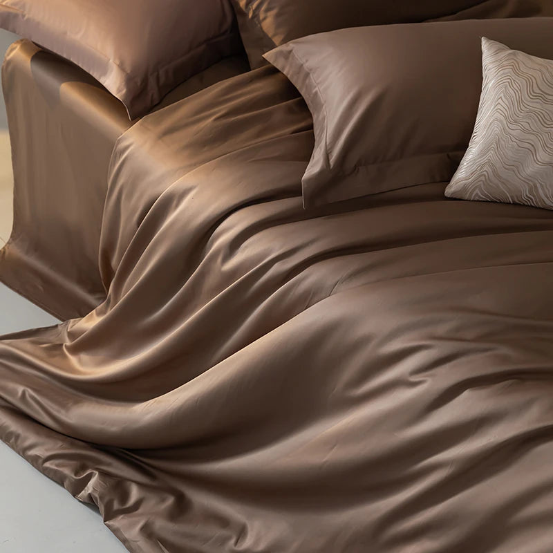 3pcs Lyocell Bamboo Fiber Duvet Cover Set – Luxury Silky Cooling Summer Bedding (No Sheet) Single Quilt Cover + Pillowcases