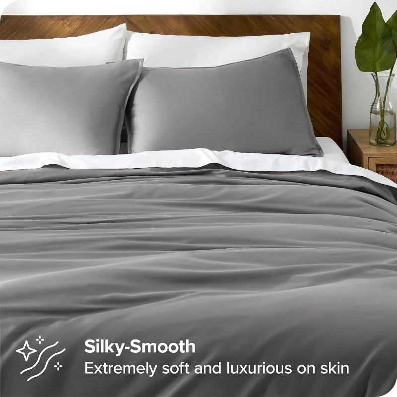 3pcs Lyocell Bamboo Fiber Duvet Cover Set – Luxury Silky Cooling Summer Bedding (No Sheet) Single Quilt Cover + Pillowcases