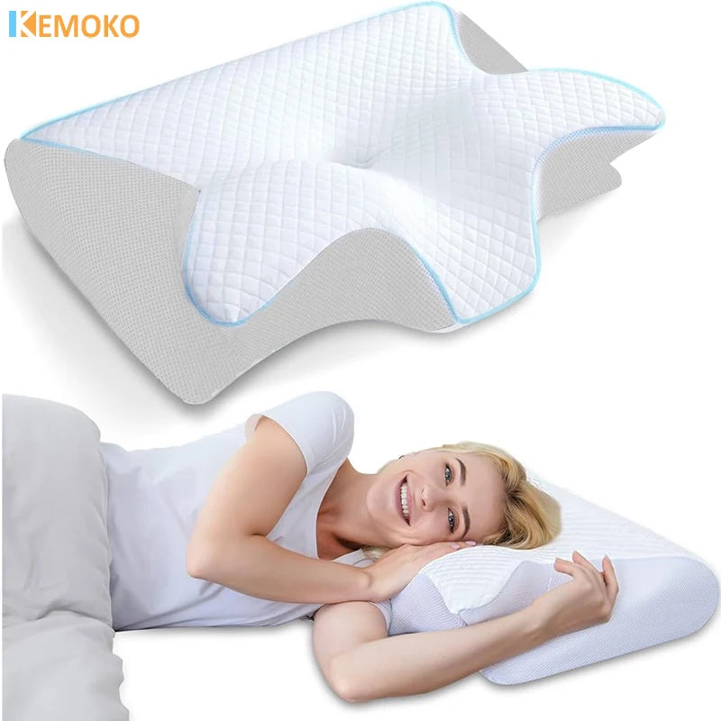 2-in-1 Memory Foam Cervical Pillow – Ergonomic Contour Orthopedic Neck Pillow for Pain Relief & Support