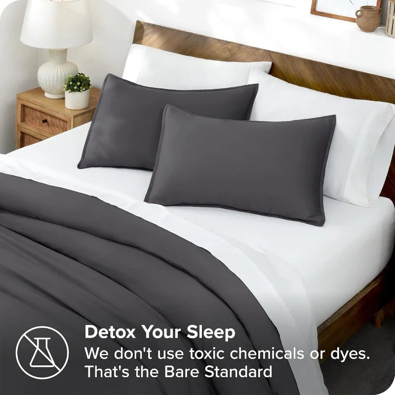 3pcs Lyocell Bamboo Fiber Duvet Cover Set – Luxury Silky Cooling Summer Bedding (No Sheet) Single Quilt Cover + Pillowcases