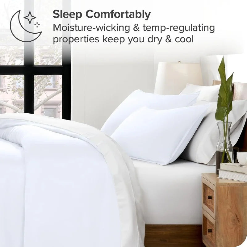 3pcs Lyocell Bamboo Fiber Duvet Cover Set – Luxury Silky Cooling Summer Bedding (No Sheet) Single Quilt Cover + Pillowcases