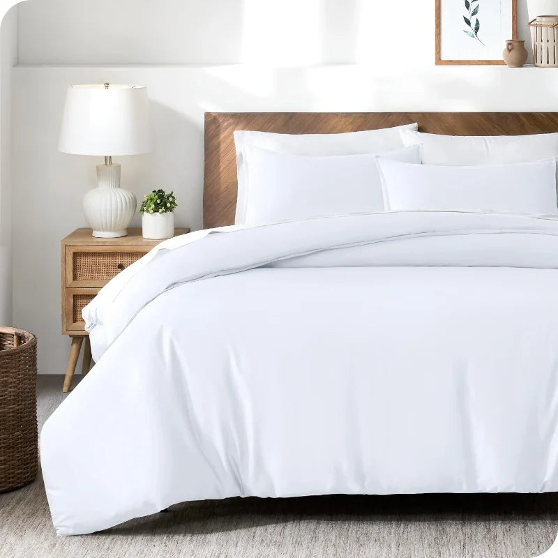 3pcs Lyocell Bamboo Fiber Duvet Cover Set – Luxury Silky Cooling Summer Bedding (No Sheet) Single Quilt Cover + Pillowcases