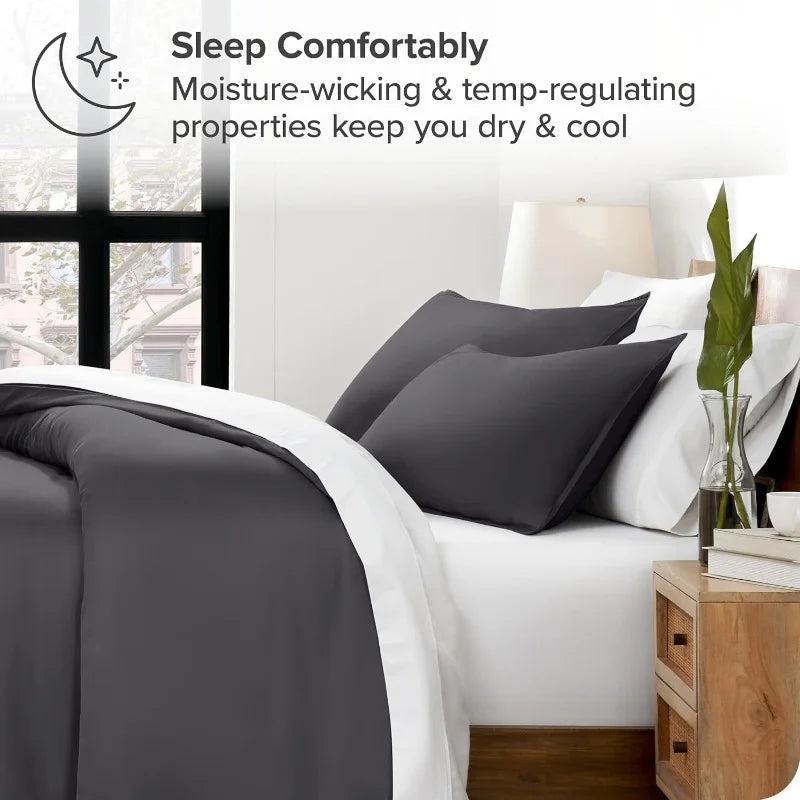 3pcs Lyocell Bamboo Fiber Duvet Cover Set – Luxury Silky Cooling Summer Bedding (No Sheet) Single Quilt Cover + Pillowcases