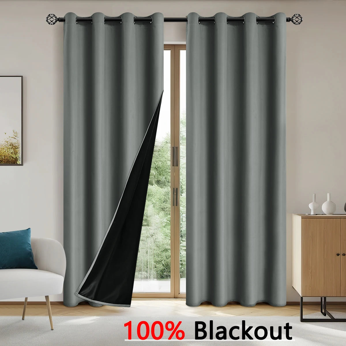 100% Blackout Curtains with Grommets – Solid Privacy Drapes for Bedroom & Living Room