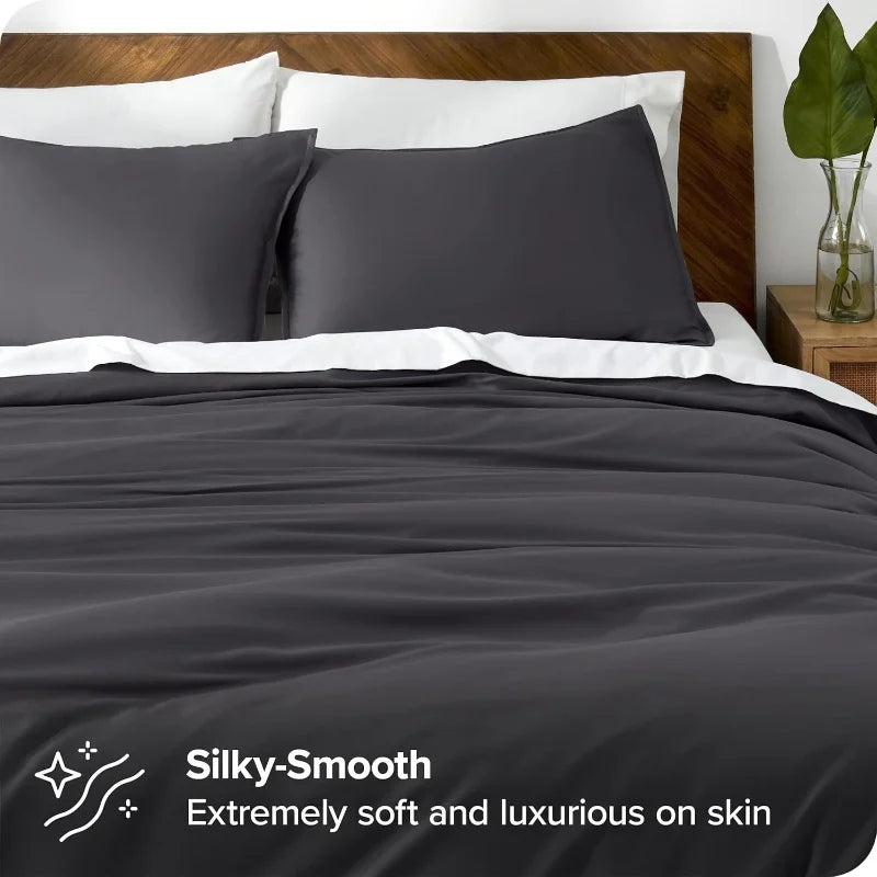 3pcs Lyocell Bamboo Fiber Duvet Cover Set – Luxury Silky Cooling Summer Bedding (No Sheet) Single Quilt Cover + Pillowcases