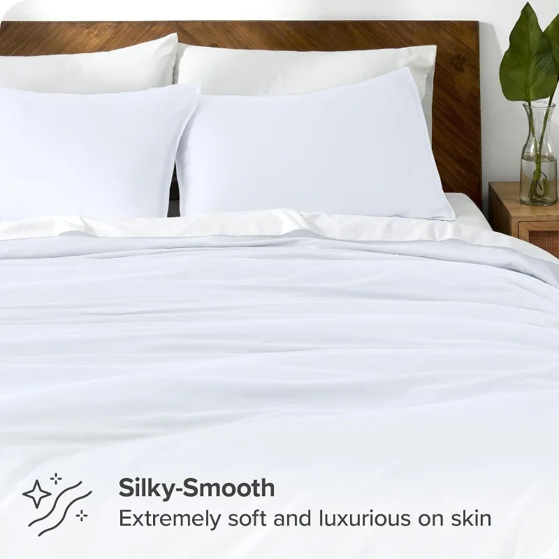 3pcs Lyocell Bamboo Fiber Duvet Cover Set – Luxury Silky Cooling Summer Bedding (No Sheet) Single Quilt Cover + Pillowcases
