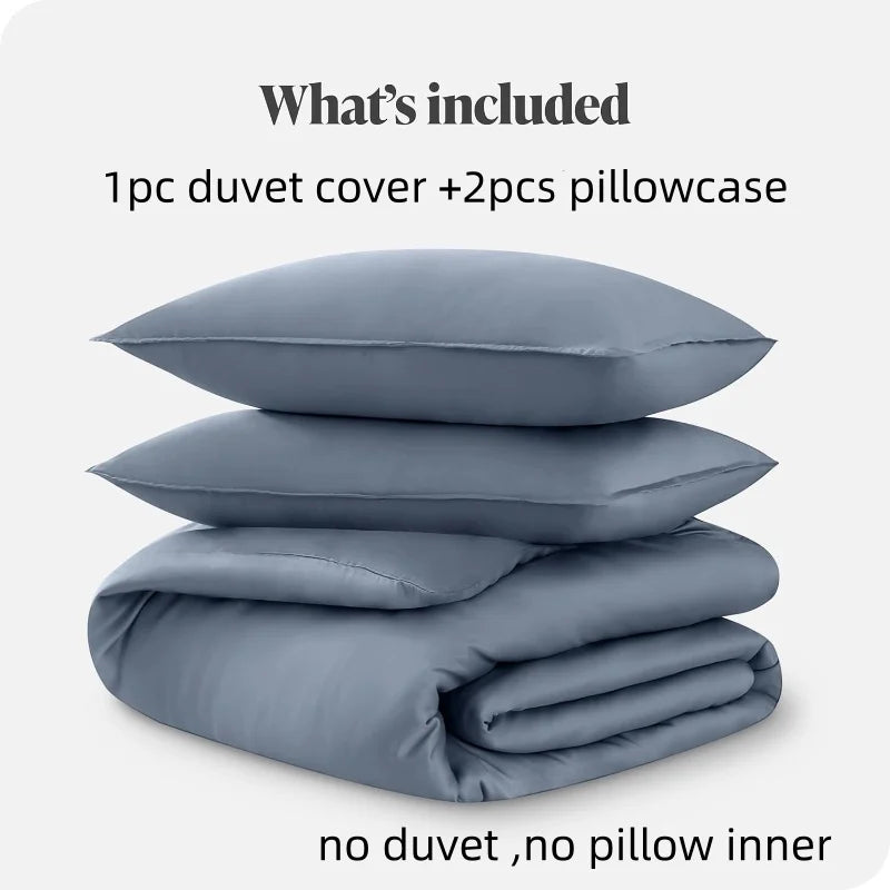 3pcs Lyocell Bamboo Fiber Duvet Cover Set – Luxury Silky Cooling Summer Bedding (No Sheet) Single Quilt Cover + Pillowcases